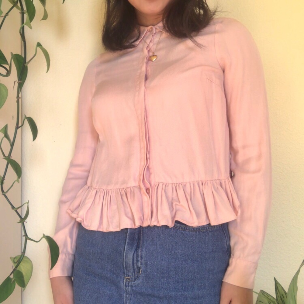 Ruffle button-up top